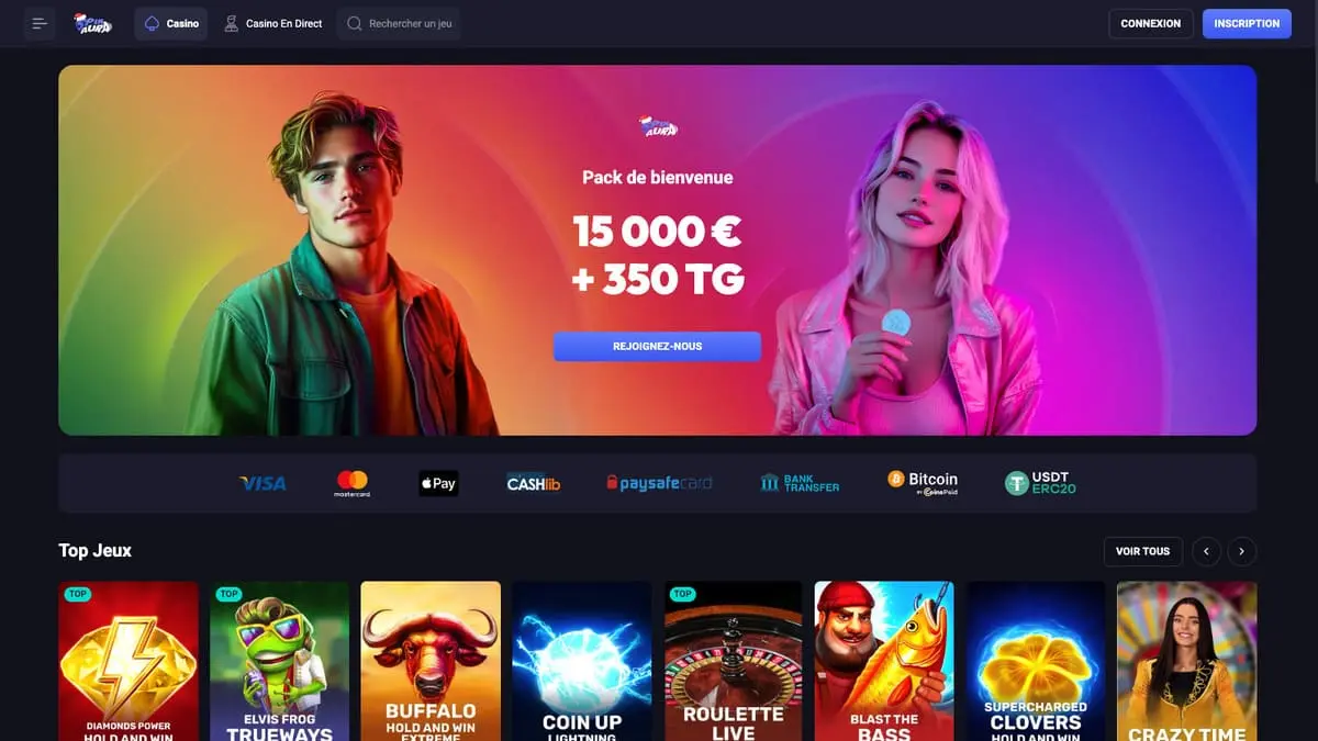 Lobby des jeux de SpinAura Casino